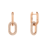 Pair of rose gold plated link earrings featuring a chunky, polished design with oval-shaped links encrusted with sparkling cubic zirconia crystals, shown against a plain background.