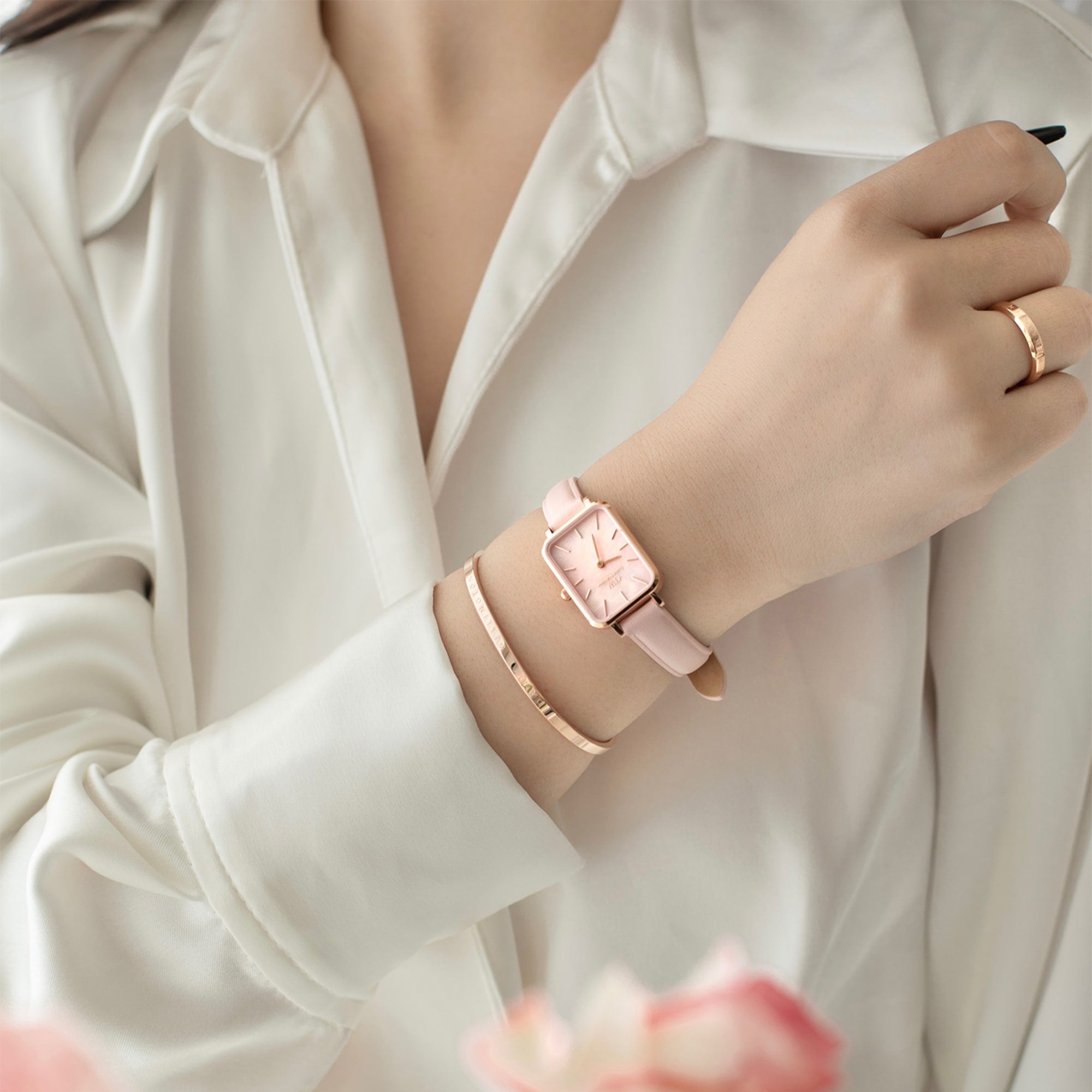ダニエルウェリントンQuadro Cherry Blossom 時計 Quadro Cherry Blossom - Women's watch in pastel pink | DW