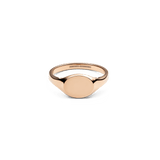 Polished rose gold mini signet ring with a smooth, flat top and minimalist design, crafted from stainless steel with a refined finish.