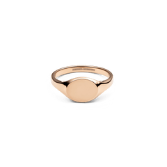 Polished rose gold mini signet ring with a smooth, flat top and minimalist design, crafted from stainless steel with a refined finish.