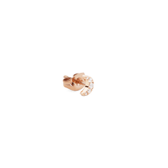 Crystal Moon Stud Rose Gold earring featuring a petite crescent moon design with five sparkling cubic zirconia stones and a secure butterfly back.