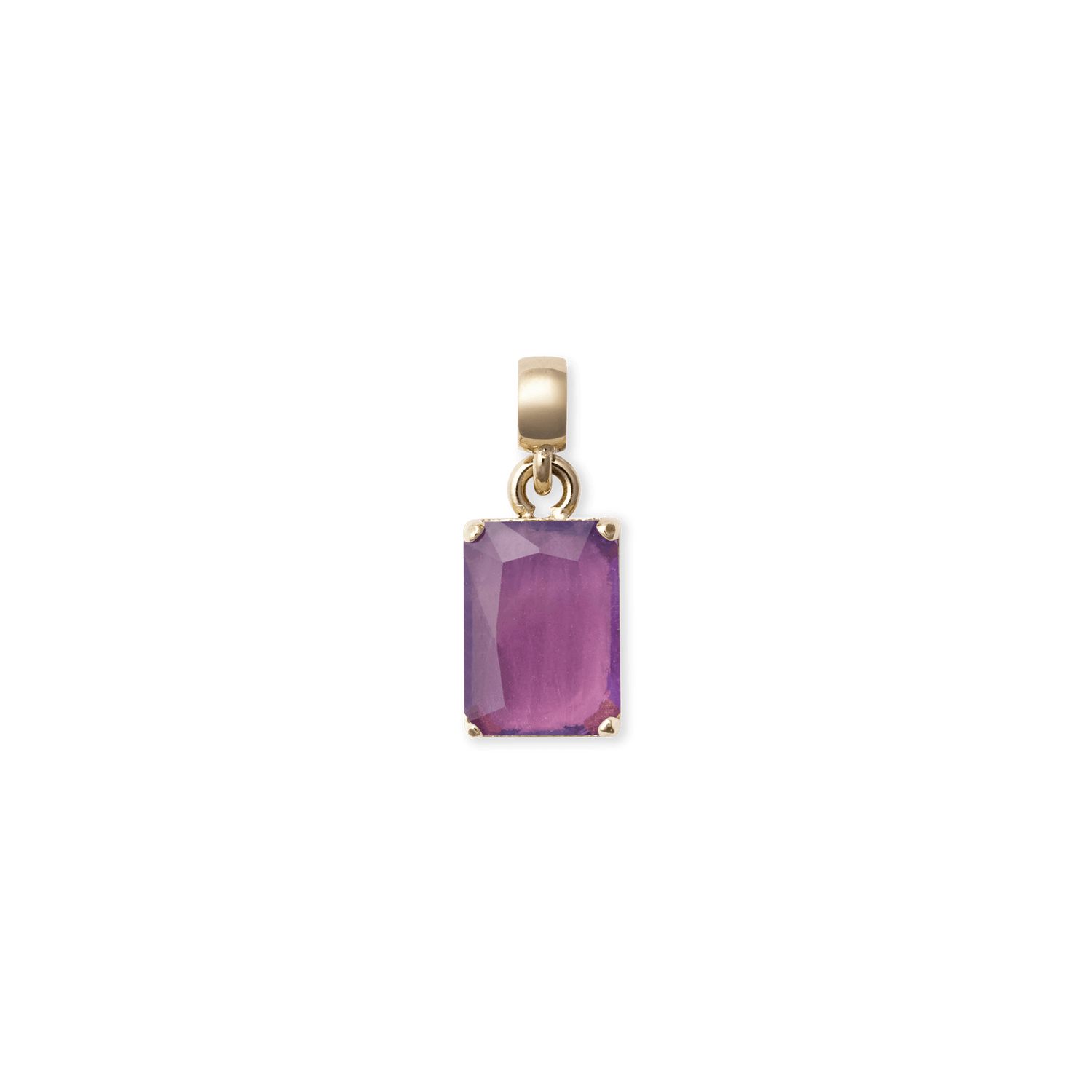 Amethyst Octagon Gold Charm