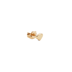 Polished gold heart stud earring with a minimalist design, crafted from stainless steel and finished with PVD gold plating.