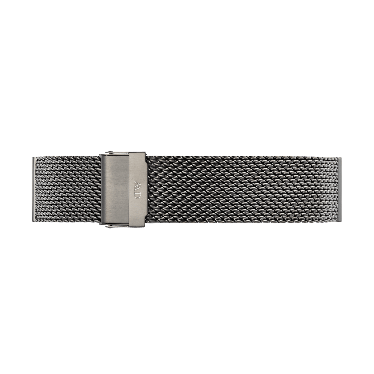 Graphite mesh watch strap in 316L stainless steel with a subtle grey PVD finish, featuring a folded clasp and fine, breathable mesh design for a comfortable and contemporary look.