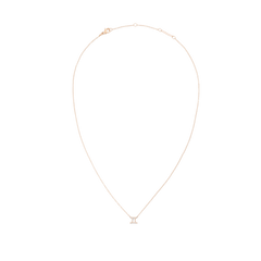 Delicate rose gold chain necklace with an adjustable length, featuring a crystal-set Gemini zodiac pendant at the centre.