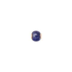 Orb-shaped charm featuring a deep blue semi-precious stone with natural variations, set in rose gold PVD-plated stainless steel, designed for bracelets or necklaces. The minimalist style highlights the unique stone and elegant rose gold detailing.