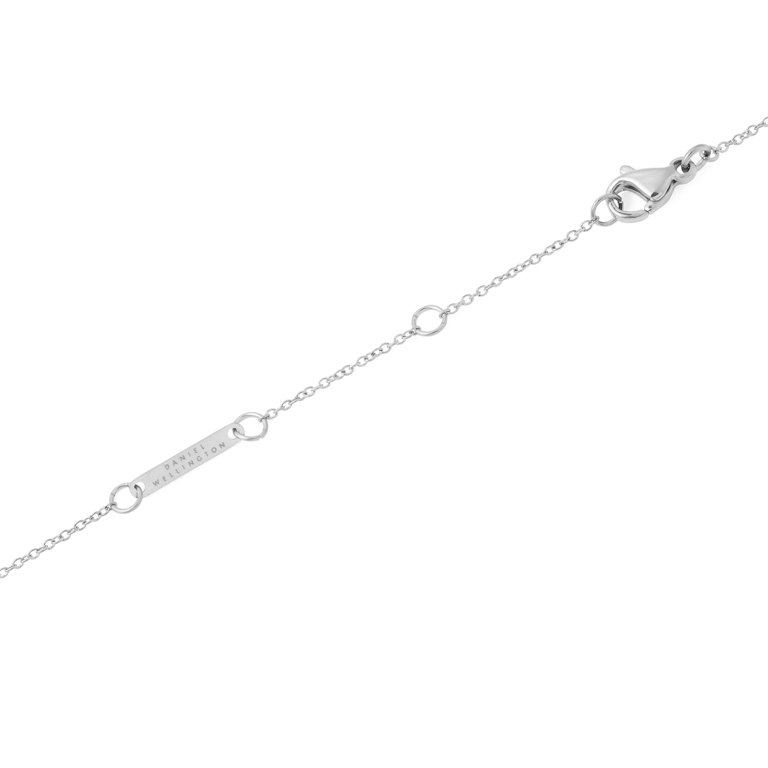 Detail of the Mirelle Star Necklace Silver showing the adjustable chain with a secure lobster clasp and branded tag, crafted in polished stainless steel.