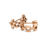 Pair of rose gold 3-link earrings crafted from polished stainless steel, featuring a geometric linked design with subtle gaps for a modern, elegant finish.