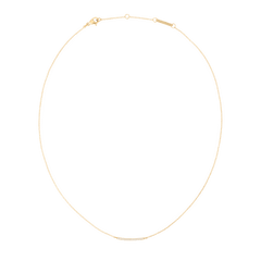 Slender gold necklace featuring a fine chain with a delicate row of white cubic zirconia crystals, designed in a minimalist style for everyday elegance.
