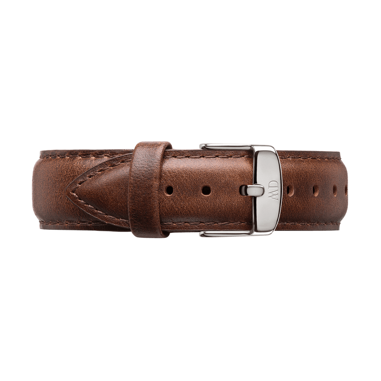 Premium Bristol Strap Silver featuring smooth dark brown leather, detailed stitching, and a polished silver buckle, ideal for Daniel Wellington watches and versatile everyday wear.