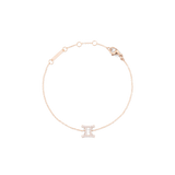 Crystal Zodiac Chain Bracelet Rose Gold with an adjustable fine chain and a crystal-encrusted Gemini zodiac pendant.