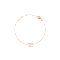Crystal Zodiac Chain Bracelet Rose Gold with an adjustable fine chain and a crystal-encrusted Gemini zodiac pendant.
