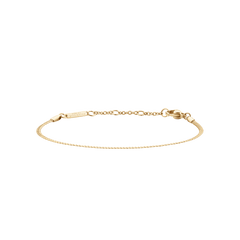 Slim gold flat chain bracelet with an adjustable clasp, crafted from stainless steel with a polished PVD gold finish.