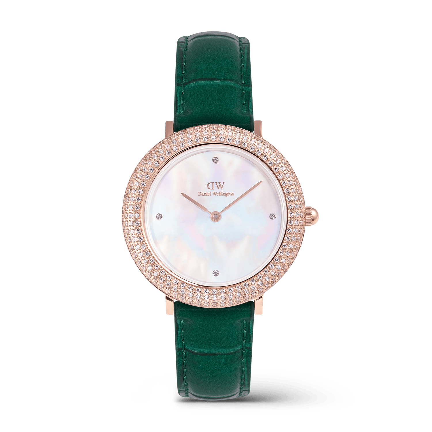 Crystalline Bezel Green Croc Rose Gold