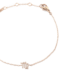 Crystal Zodiac Chain Bracelet Rose Gold featuring a slim adjustable chain and a sparkling Virgo zodiac pendant with hand-set crystals.