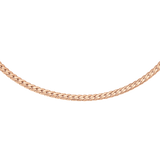Flat chain necklace in polished rose gold with smooth, interlocking links and a sleek, minimalist design.
