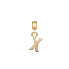 Gold letter “X” charm with a smooth, polished finish, crafted from stainless steel with PVD gold plating and an adjustable clasp, perfect for personalising bracelets or necklaces.