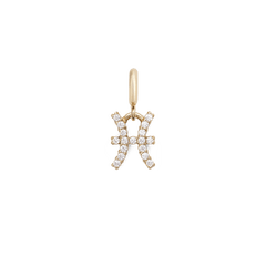 Pisces zodiac watch charm in gold-plated stainless steel, featuring sparkling cubic zirconia crystals in a delicate claw setting, designed for the Daniel Wellington Quadro Zodiac strap.