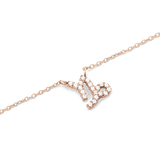 Rose gold chain necklace featuring a Capricorn zodiac pendant set with sparkling hand-set crystals.
