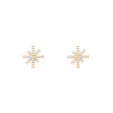 Pair of Mirelle Star Earring Gold stud earrings featuring delicate gold-tone star shapes set with sparkling white cubic zirconia crystals, displayed on a plain background.