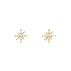 Pair of Mirelle Star Earring Gold stud earrings featuring delicate gold-tone star shapes set with sparkling white cubic zirconia crystals, displayed on a plain background.