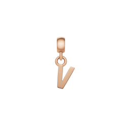 Rose gold letter "V" charm with a sleek, minimalist design and polished finish, crafted from stainless steel and ideal for personalising bracelets or necklaces.