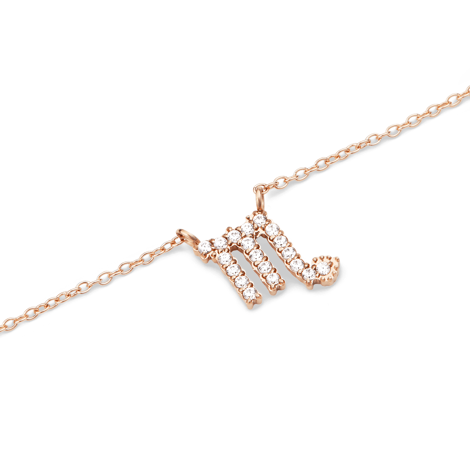 Crystal Zodiac Chain Necklace Rose Gold