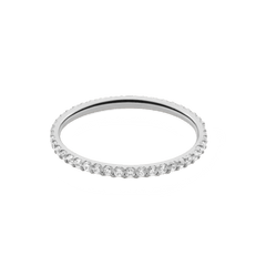 Mirelle Eternity Ring Silver 1.4 mm featuring a slim band of polished stainless steel, set with a continuous row of white cubic zirconia crystals for a refined, sparkling finish.