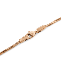 Close-up of the Tide Mesh Bracelet Melrose 1.8 showing the slim rose gold mesh chain and polished lobster clasp detail.