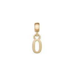 Gold letter O charm with a smooth, polished finish and an adjustable clasp, ideal for adding a personalised touch to bracelets or necklaces.