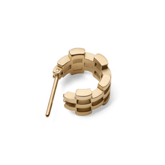 Gold 5-link earring crafted from polished stainless steel with a geometric, open-link design and secure fastening.