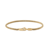 Slim gold mesh bracelet with a lobster clasp, crafted from stainless steel and finished with a polished PVD gold plating.