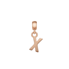 Rose gold letter "X" charm featuring a minimalist, polished finish and petite design, ideal for personalising charm bracelets or necklaces with a refined touch.