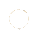 Delicate gold chain bracelet with an adjustable clasp, featuring a crystal-encrusted zodiac pendant at the centre.