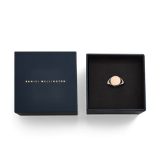 Classic rose gold signet ring in an elegant Daniel Wellington gift box, perfect for special occasions or personal gifting.