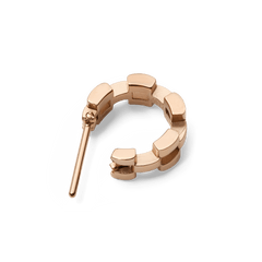 Rose gold 3-Link earring shown from above, highlighting its geometric linked segments and polished stainless steel finish.