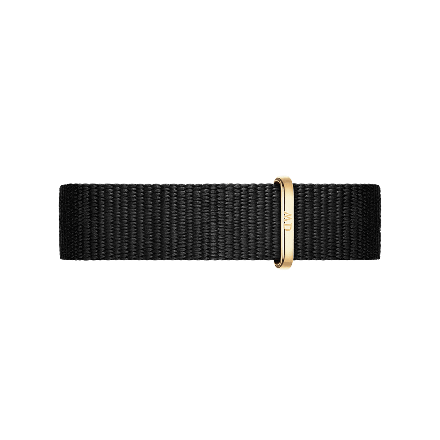 Cornwall Strap Gold featuring a black woven polyester NATO design with a polished gold buckle and hardware, offering a refined and versatile look for any watch.