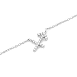 Close-up of the Crystal Zodiac Chain Necklace Silver featuring a Sagittarius pendant adorned with sparkling hand-set crystals on a fine silver chain.