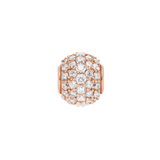 Rose gold orb charm with a pavé setting, featuring multiple sparkling white crystals arranged closely together for a refined, elegant finish. Ideal for personalising bracelets or necklaces with a sophisticated touch.