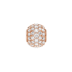 Rose gold orb charm with a pavé setting, featuring multiple sparkling white crystals arranged closely together for a refined, elegant finish. Ideal for personalising bracelets or necklaces with a sophisticated touch.