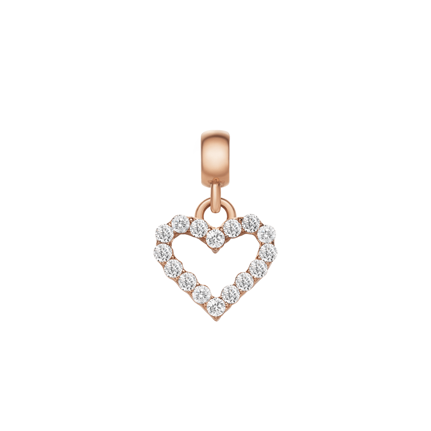 Heart Contour White Crystal Charm Rose Gold