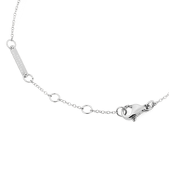Detail of the Mirelle Infinity Bracelet Silver showing the adjustable polished silver chain, secure lobster clasp, and Daniel Wellington engraved tag.