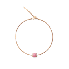Rose gold bracelet with an adjustable clasp, featuring a central rhodonite crystal orb charm accented by sparkling Preciosa crystals.