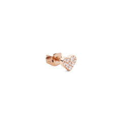 Crystal Heart Stud Rose Gold earring featuring a petite heart design with nine cubic zirconia crystals set in polished rose gold.