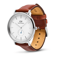 Classic Multi-Eye St Mawes Off-white Sunray Silver men’s watch with a textured off-white dial, blue sub-second hand, polished silver stainless steel case, and a genuine brown leather strap.