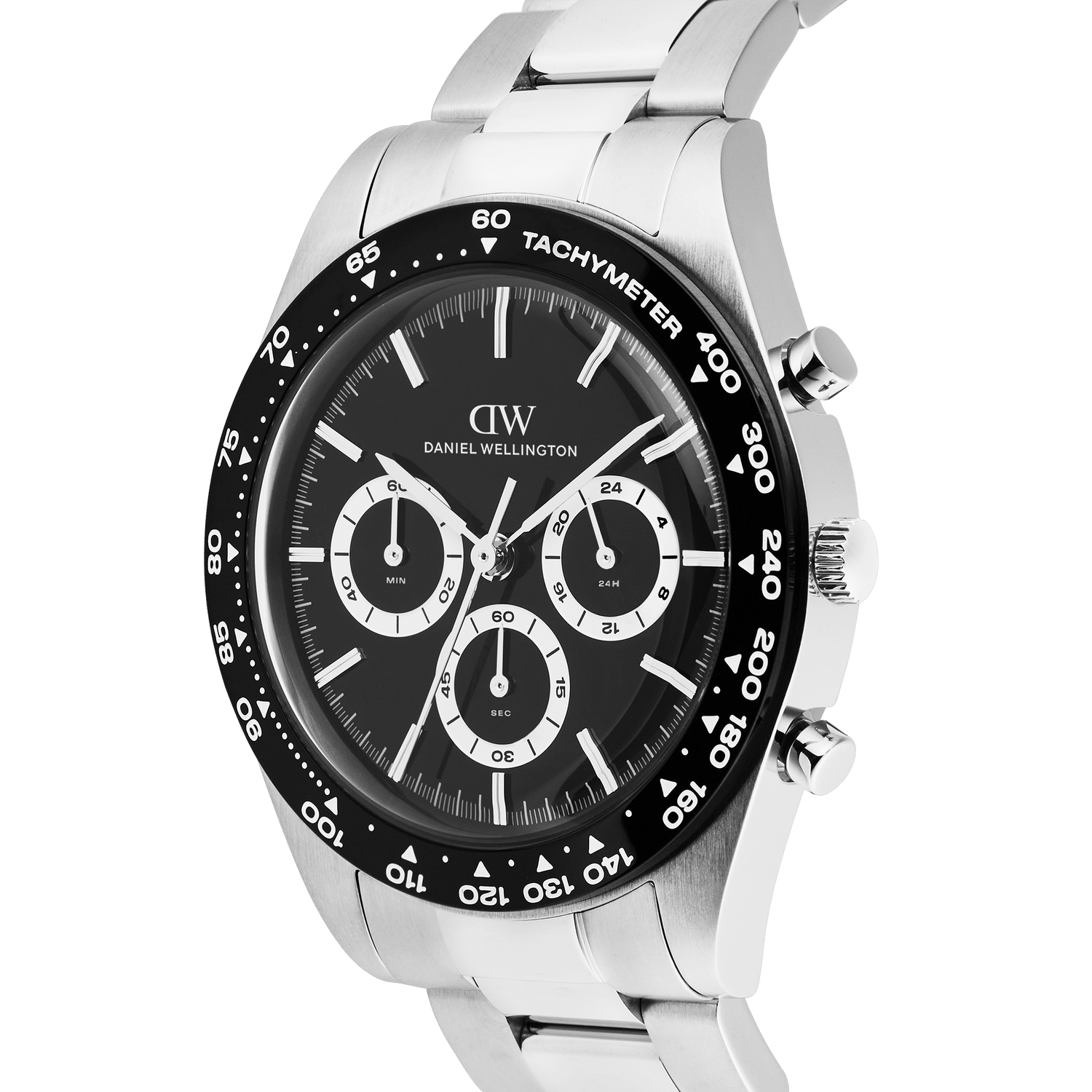 Iconic Tachymeter 3-Link Black Silver