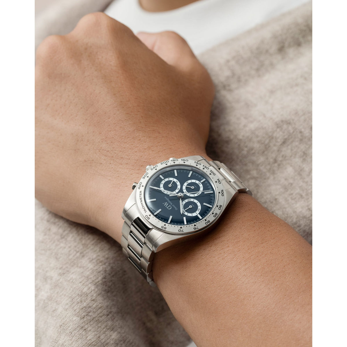 Iconic Tachymeter 3-Link Arctic Silver