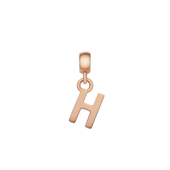 Rose gold letter H charm with a polished, minimalist design, crafted from stainless steel and featuring an anti-slip silicone lining for secure and stylish attachment to bracelets or necklaces.