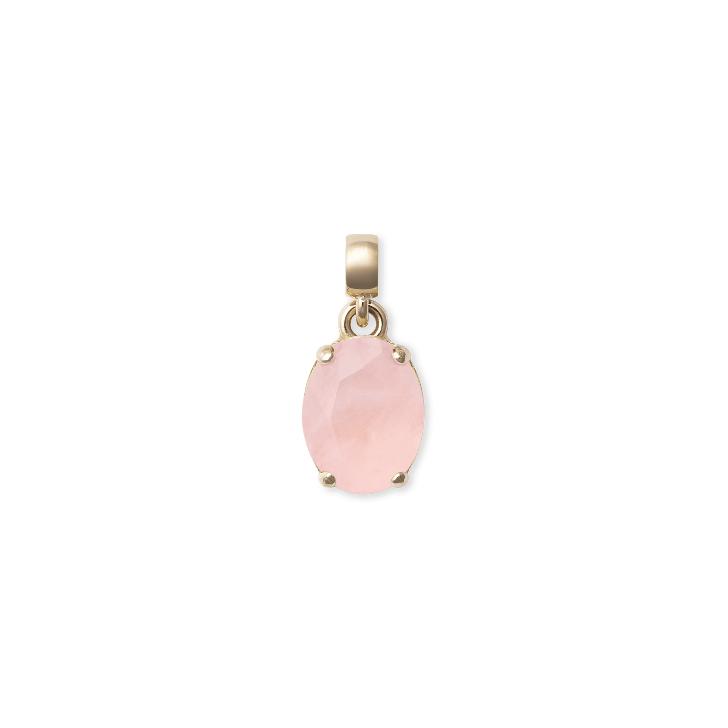 Rose Quartz Oval Gold Charm