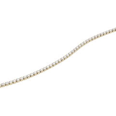 Close-up of the Classic Tennis Necklace Gold, showing a row of individually set sparkling crystals in a slim gold-plated chain for an elegant, refined finish.